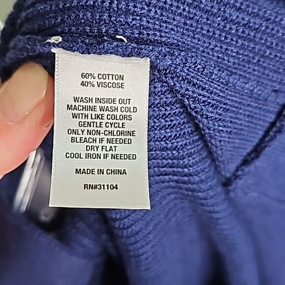 Cardigan by Crown & Ivy Navy Blue Goldtone Button Front Size L NWT - Picture 7 of 7